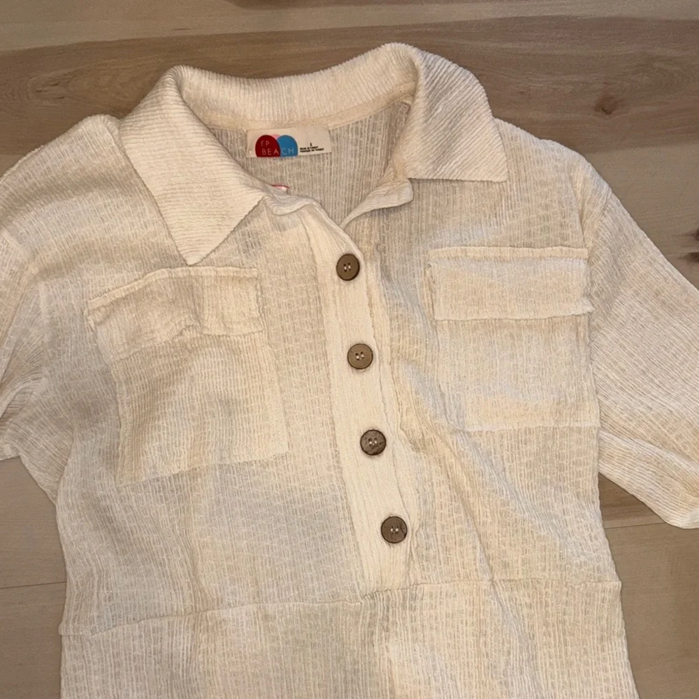 NWT Free People pants jumpsuit Cream Button-Up - Picture 5 of 7